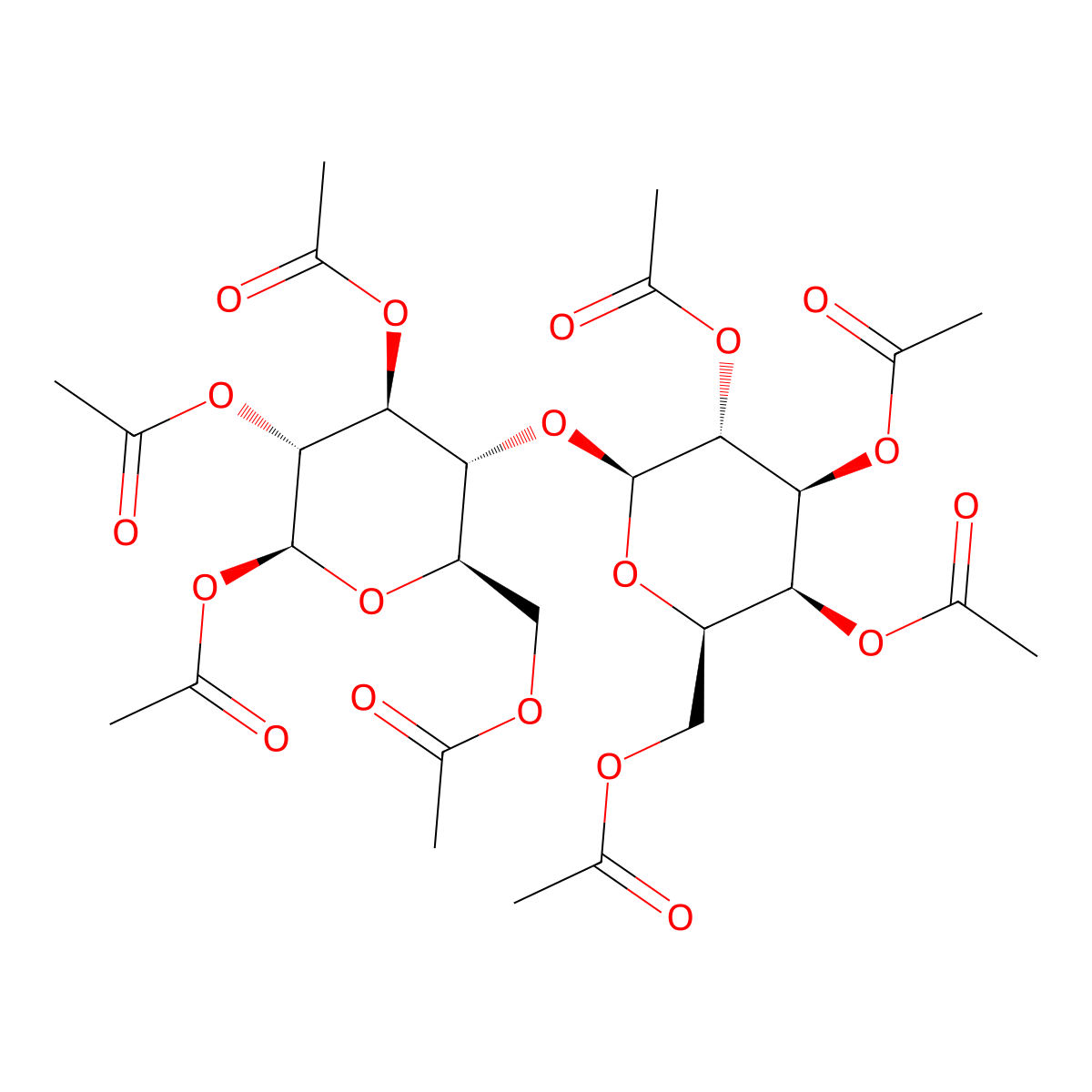 Lactose octaacetate molecular structure, CAS 6291-42-5