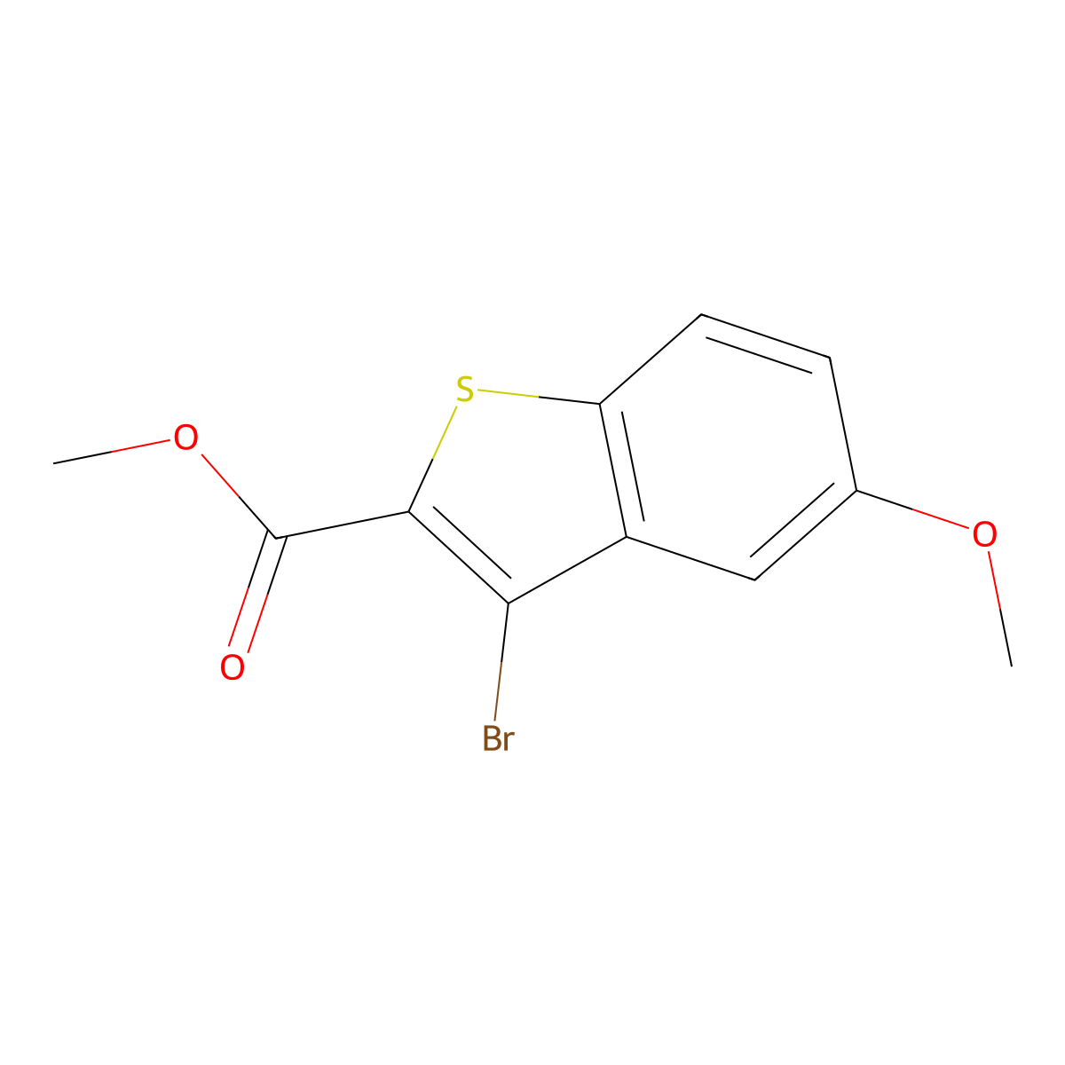 Benzo[b]thiophene-2-carboxylic acid, 3-bromo-5-methoxy-, methyl ester molecular structure, CAS 62913-21-7