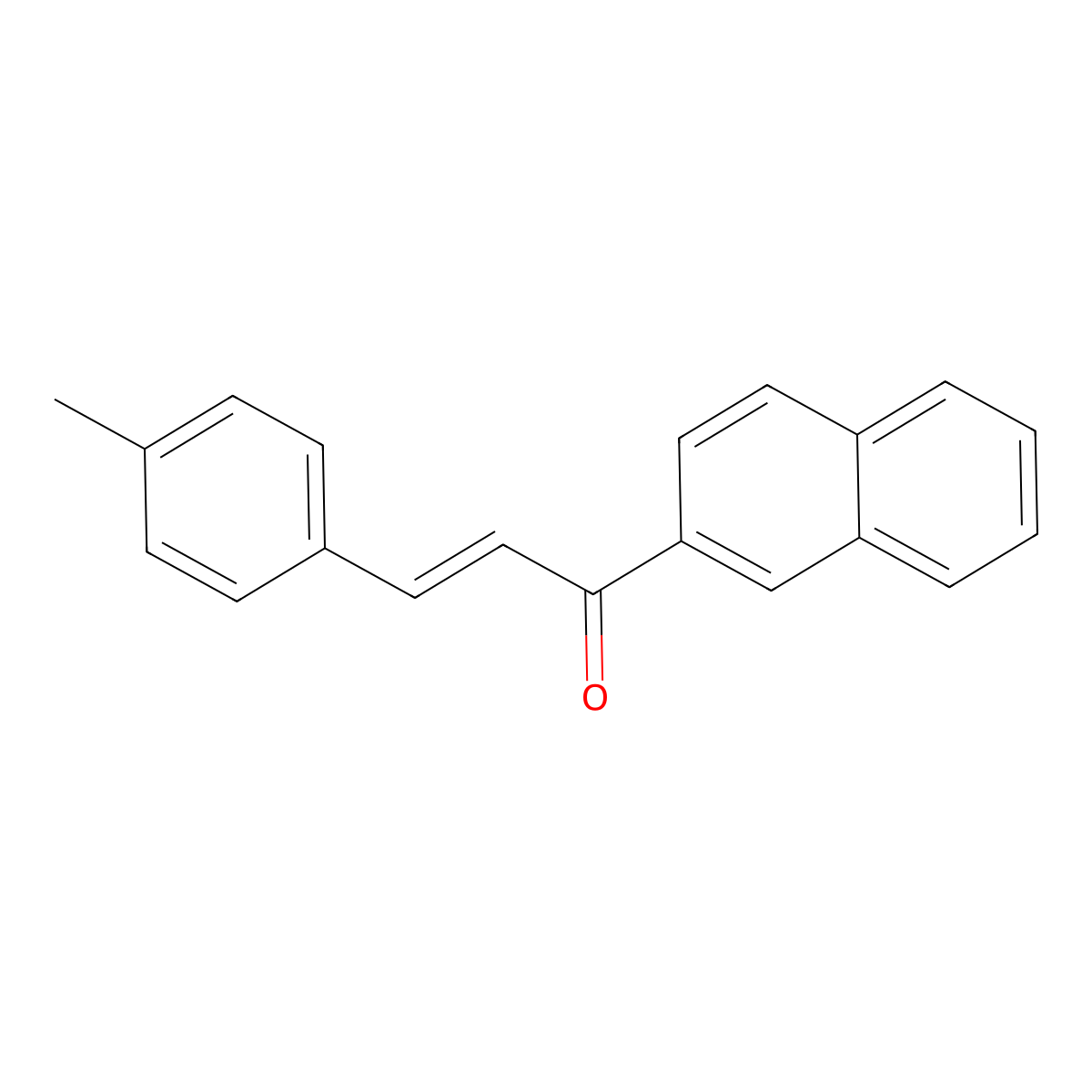 2-Propen-1-one, 3-(4-methylphenyl)-1-(2-naphthalenyl)-, (E)- molecular structure, CAS 62918-33-6