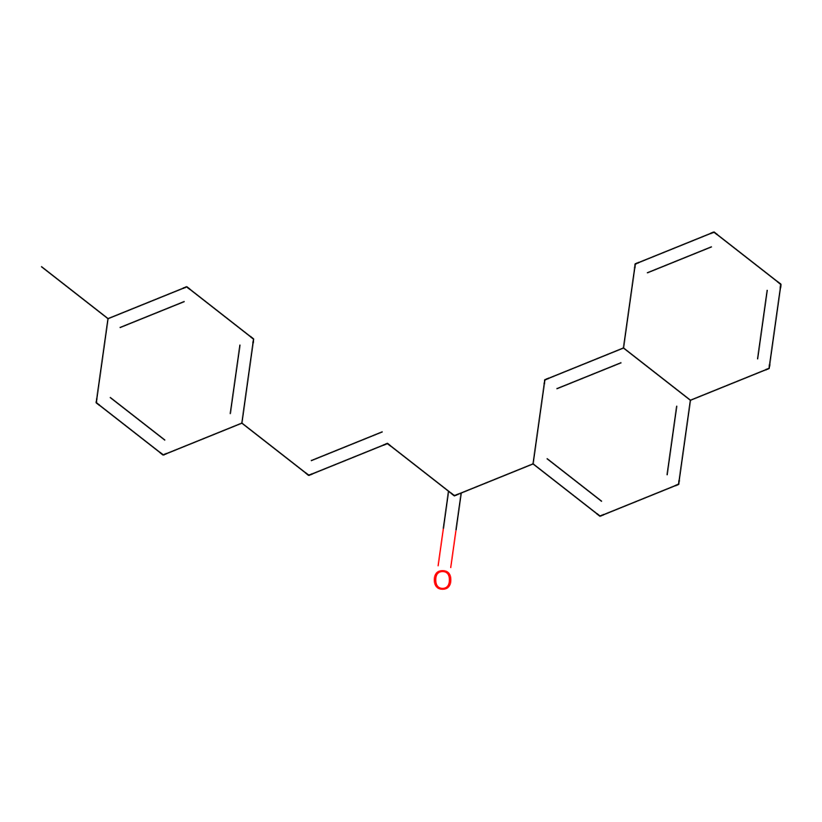2-Propen-1-one, 3-(4-methylphenyl)-1-(2-naphthalenyl)-, (E)- molecular structure, CAS 62918-33-6