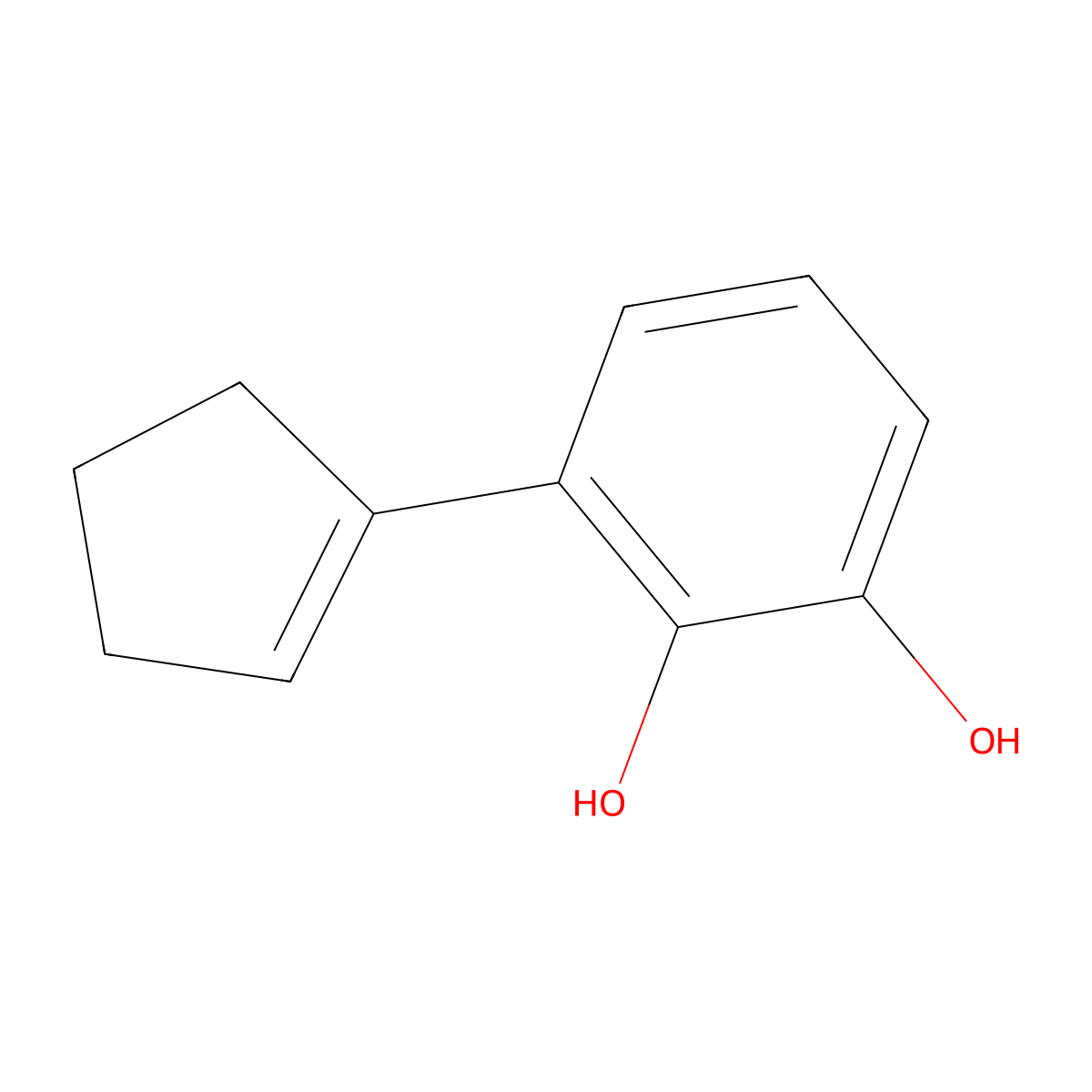 3-(Cyclopent-1-en-1-yl)benzene-1,2-diol molecular structure, CAS 62922-40-1