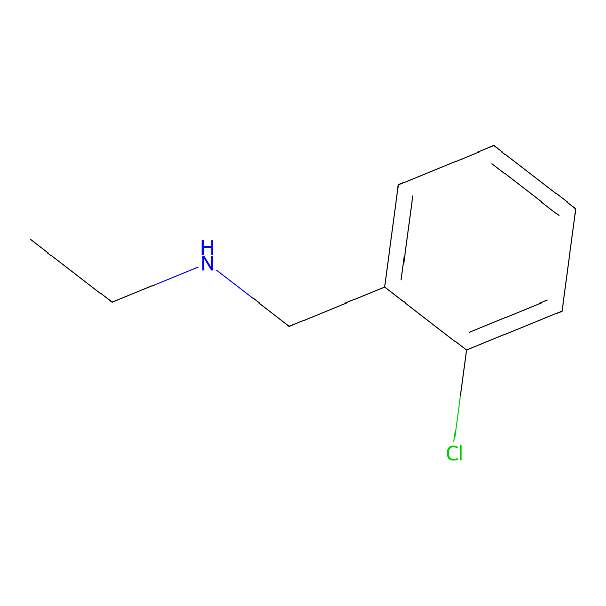 ((2-Chlorophenyl)methyl)(ethyl)amine molecular structure, CAS 62924-61-2
