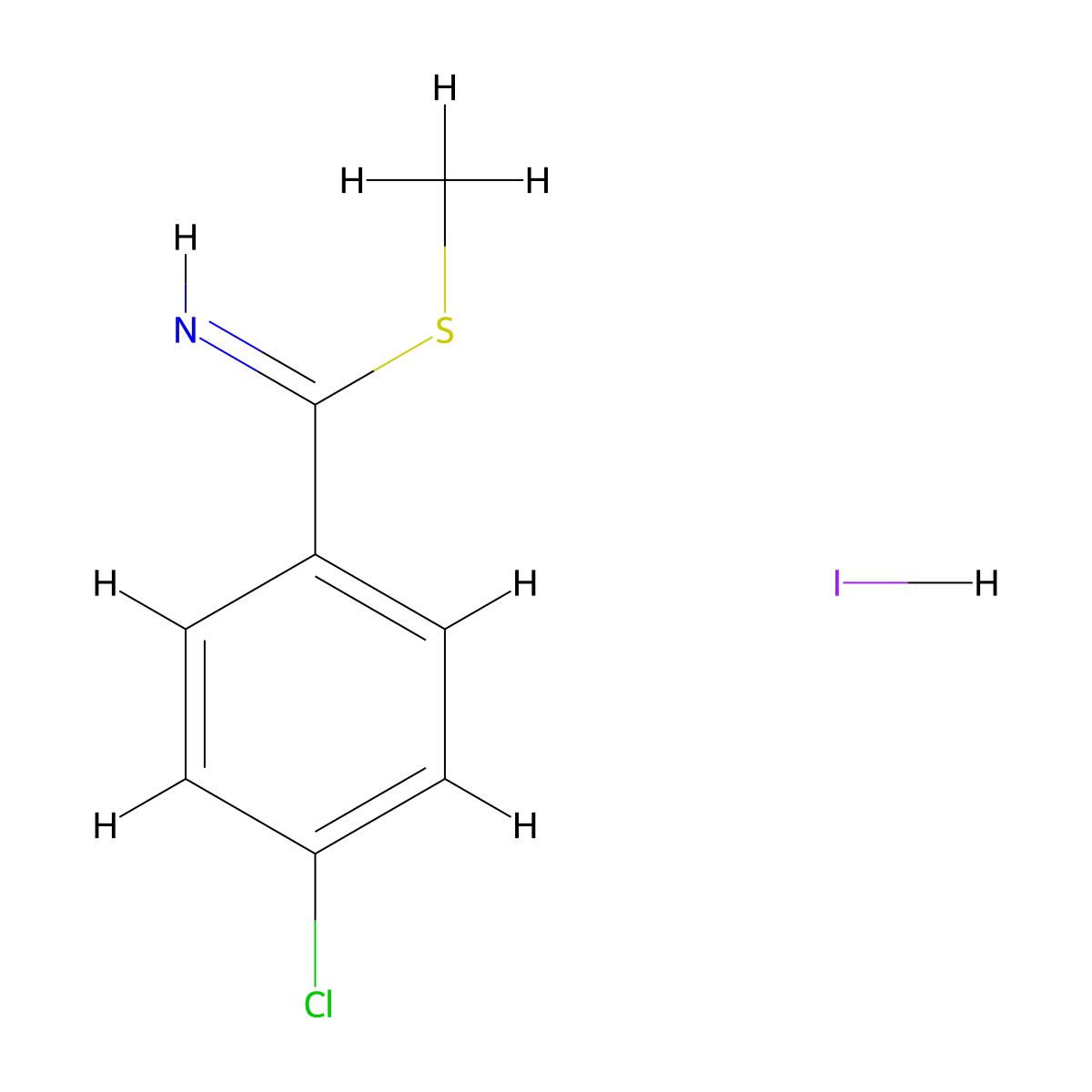 Methyl 4-chlorobenzene-1-carboximidothioate hydroiodide molecular structure, CAS 62925-87-5