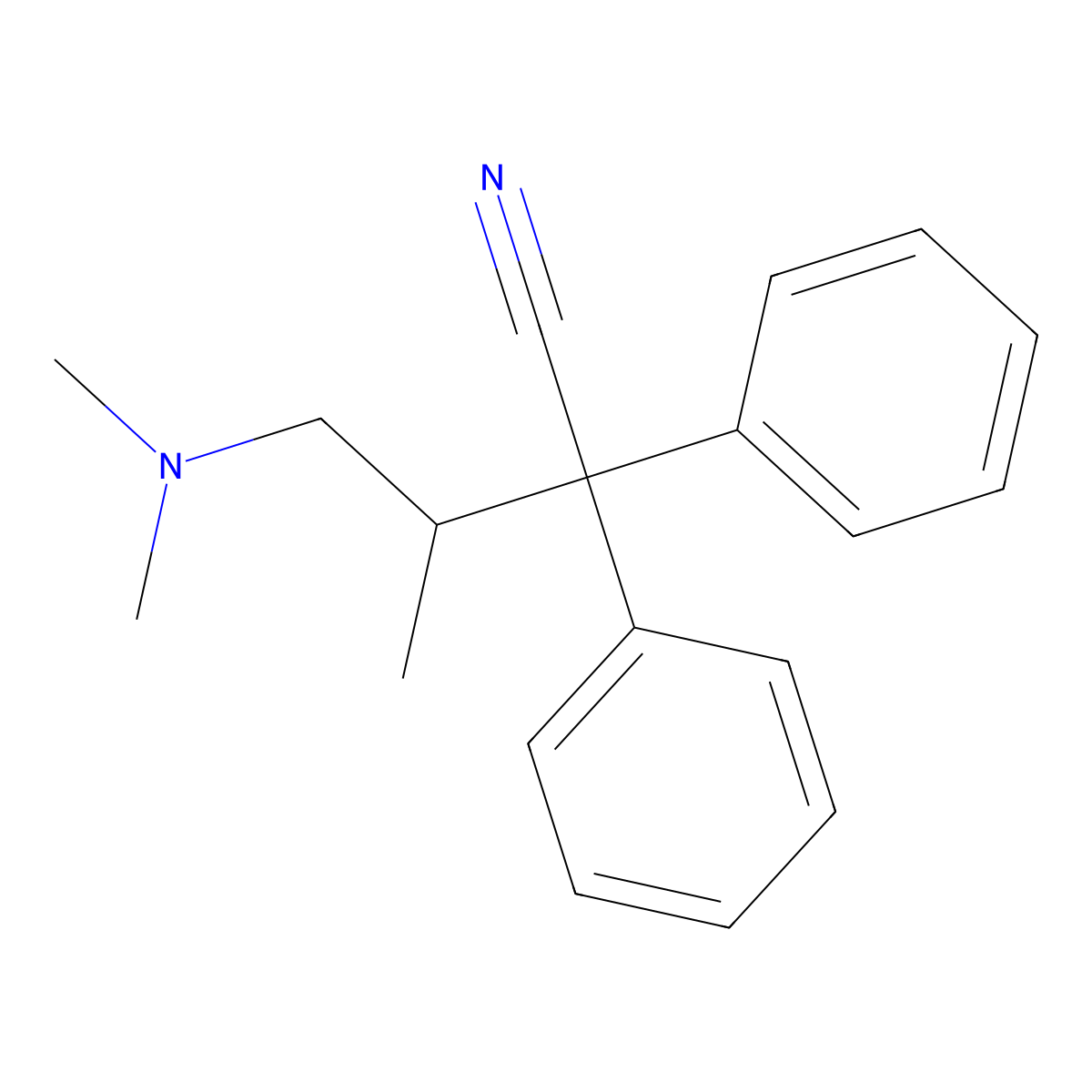alpha-(2-(Dimethylamino)-1-methylethyl)-alpha-phenylbenzeneacetonitrile molecular structure, CAS 6293-01-2