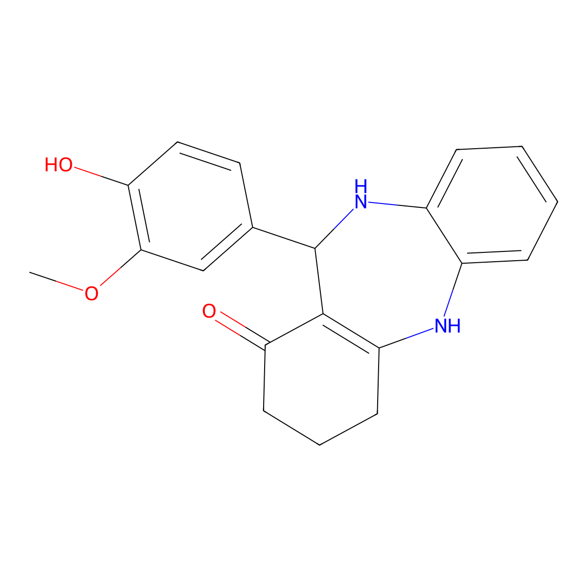 6-(4-Hydroxy-3-methoxyphenyl)-5,6,8,9,10,11-hexahydrobenzo[b][1,4]benzodiazepin-7-one molecular structure, CAS 6293-38-5