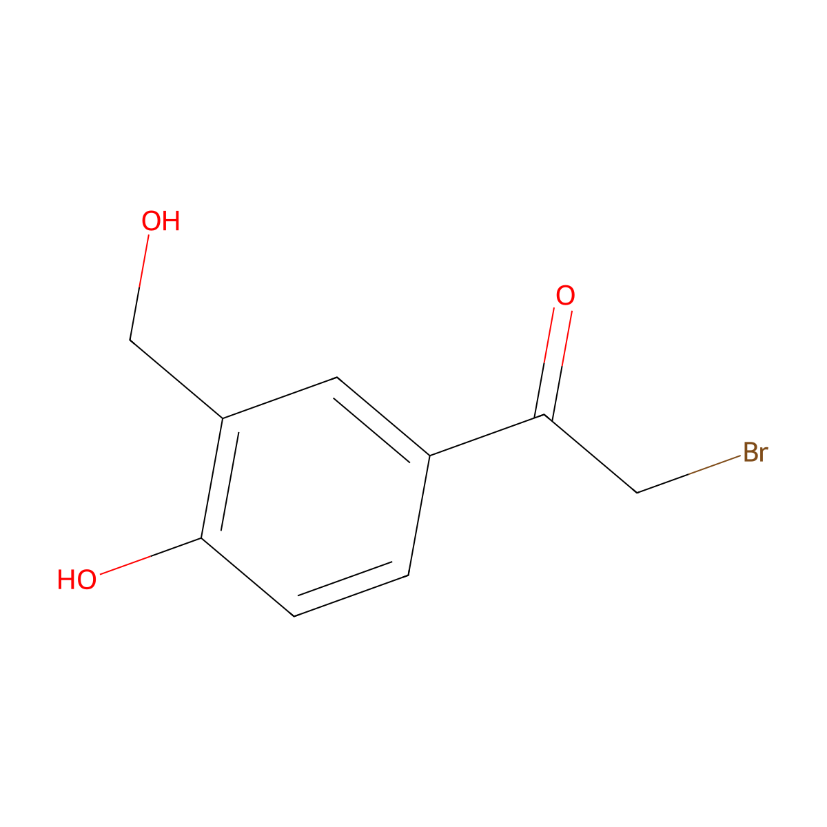 2-Bromo-1-(4-hydroxy-3-(hydroxymethyl)phenyl)ethan-1-one molecular structure, CAS 62932-94-9
