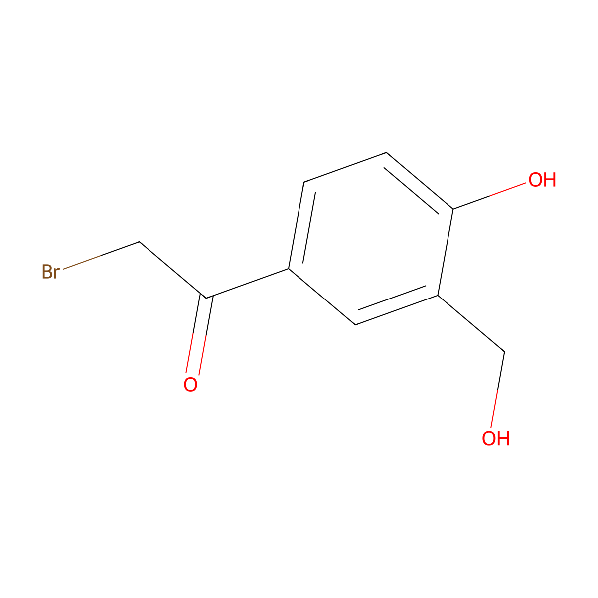 2-Bromo-1-(4-hydroxy-3-(hydroxymethyl)phenyl)ethan-1-one molecular structure, CAS 62932-94-9