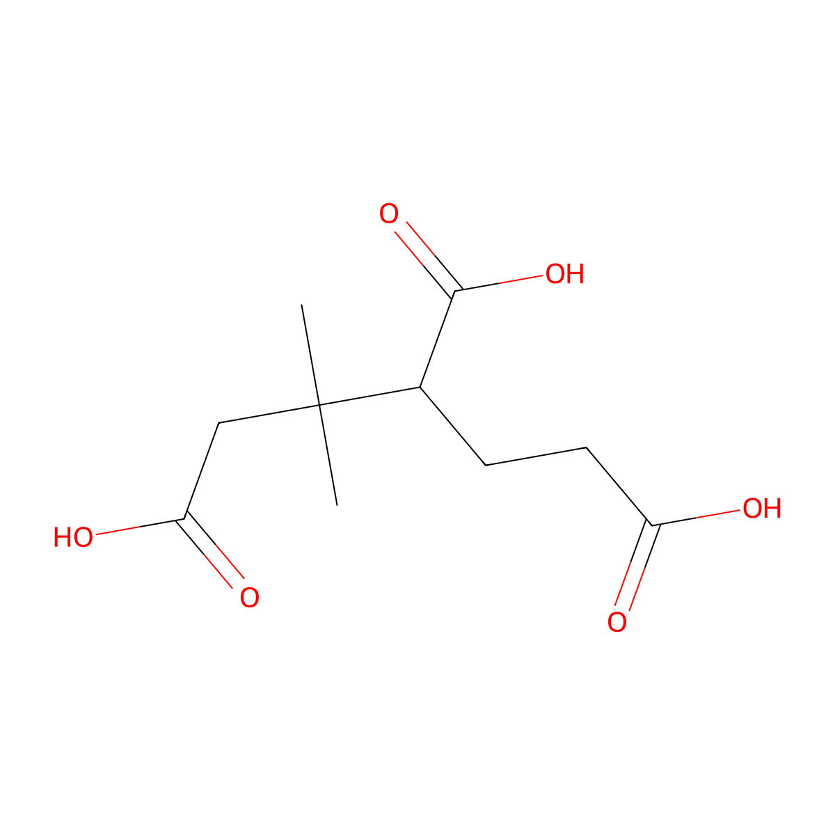 2,2-Dimethylpentane-1,3,5-tricarboxylic acid molecular structure, CAS 62934-90-1