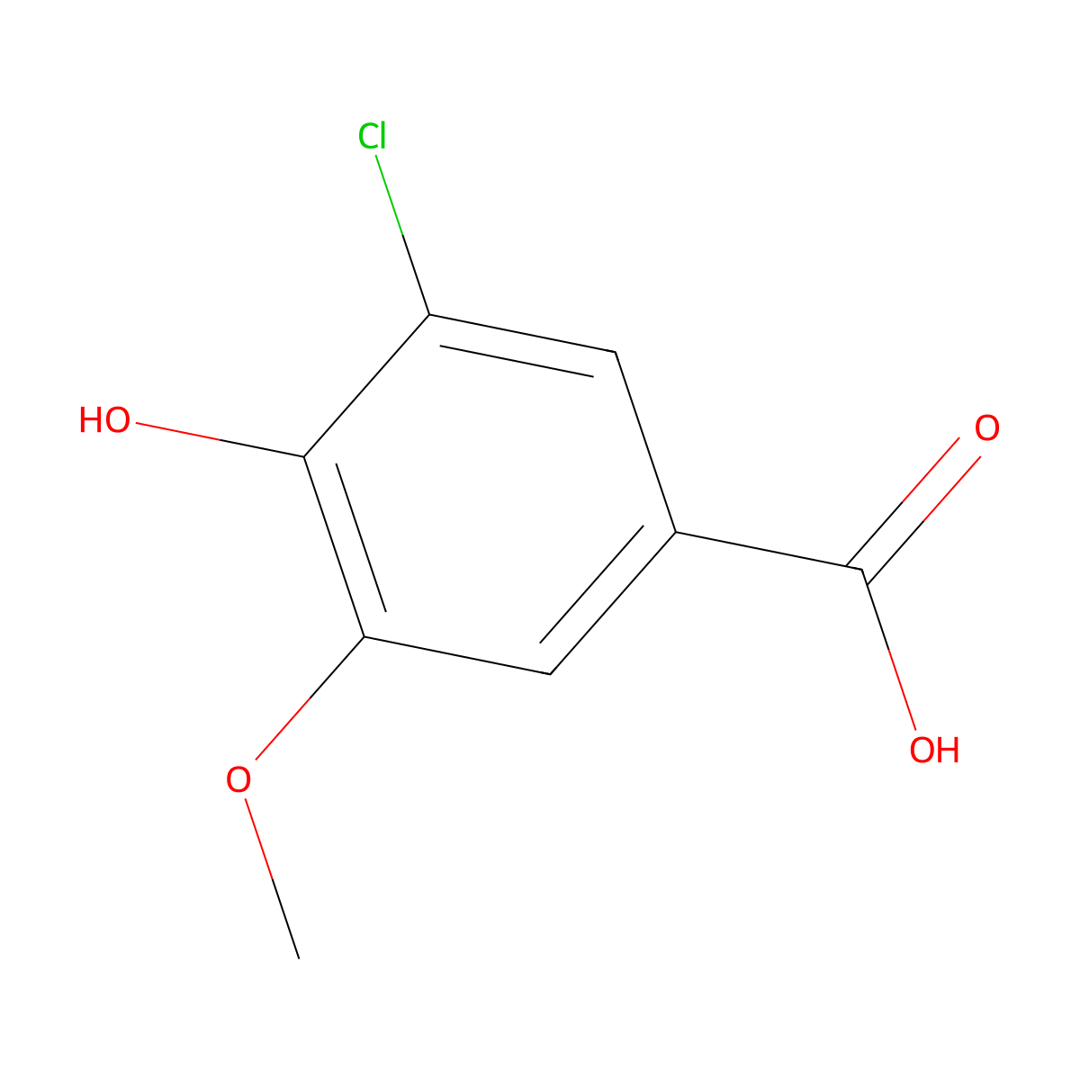 3-Chloro-4-hydroxy-5-methoxybenzoic acid molecular structure, CAS 62936-23-6