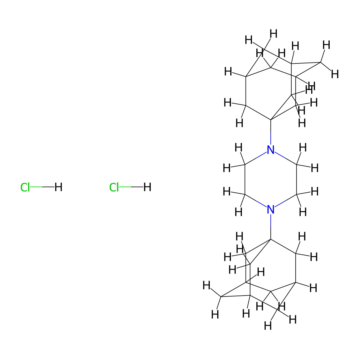 Adamantane, 1,1'-(1,4-piperazinylene)bis-, dihydrochloride molecular structure, CAS 62936-28-1