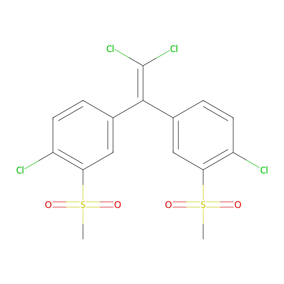 Benzene, 1,1'-(dichloroethenylidene)bis(4-chloro-(methylsulfonyl)- molecular structure, CAS 62938-15-2