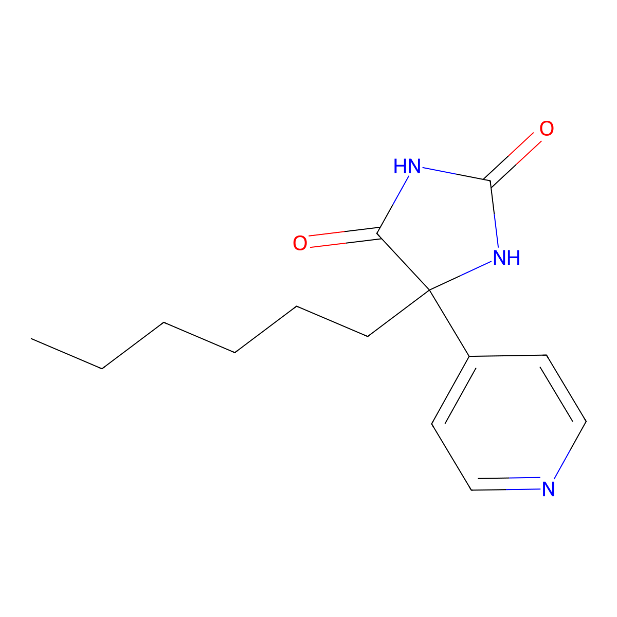 5-Hexyl-5-pyridin-4-ylimidazolidine-2,4-dione molecular structure, CAS 6294-67-3