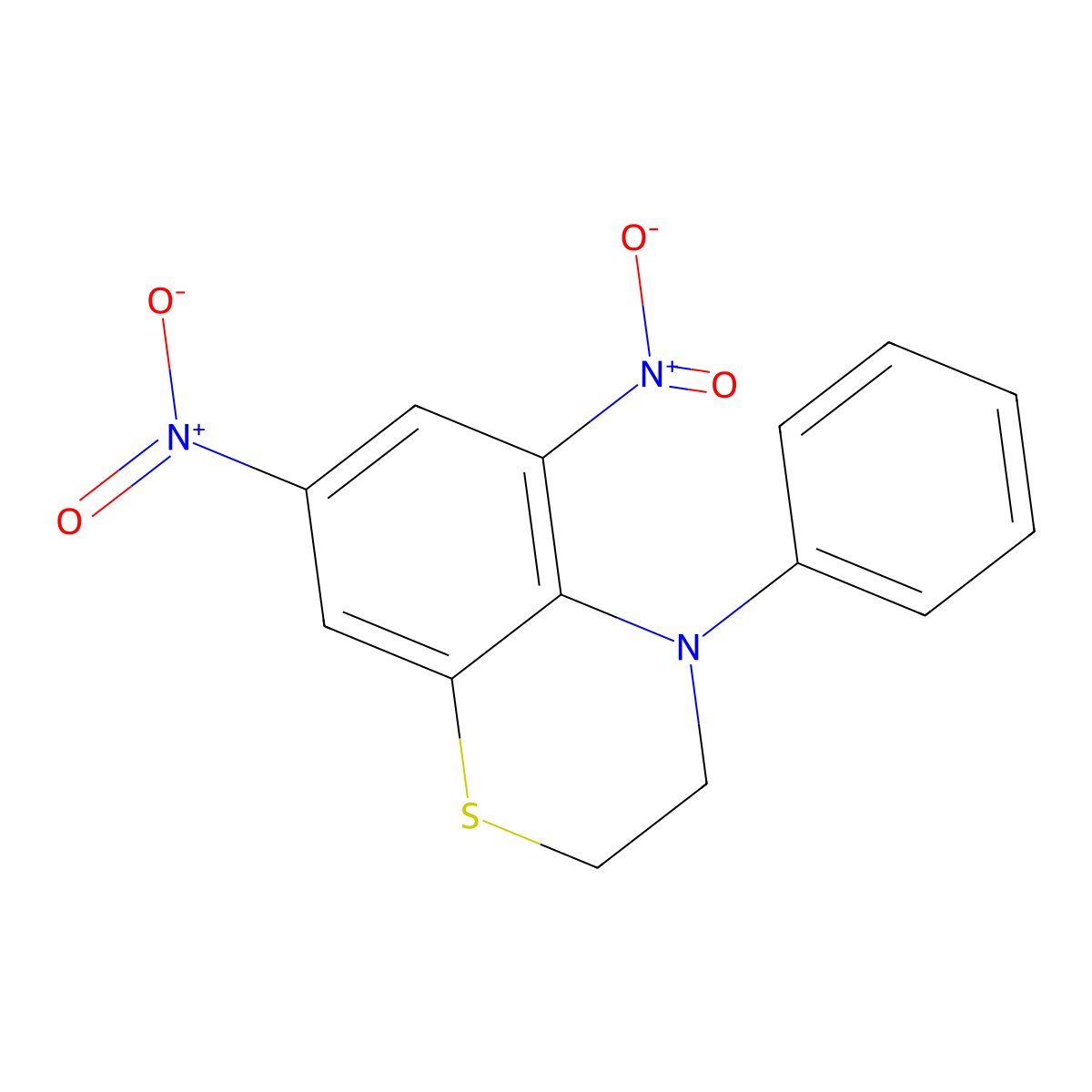 2H-1,4-Benzothiazine, 3,4-dihydro-5,7-dinitro-4-phenyl- molecular structure, CAS 62941-08-6