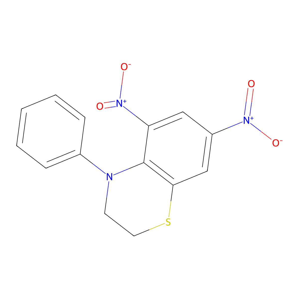 2H-1,4-Benzothiazine, 3,4-dihydro-5,7-dinitro-4-phenyl- molecular structure, CAS 62941-08-6