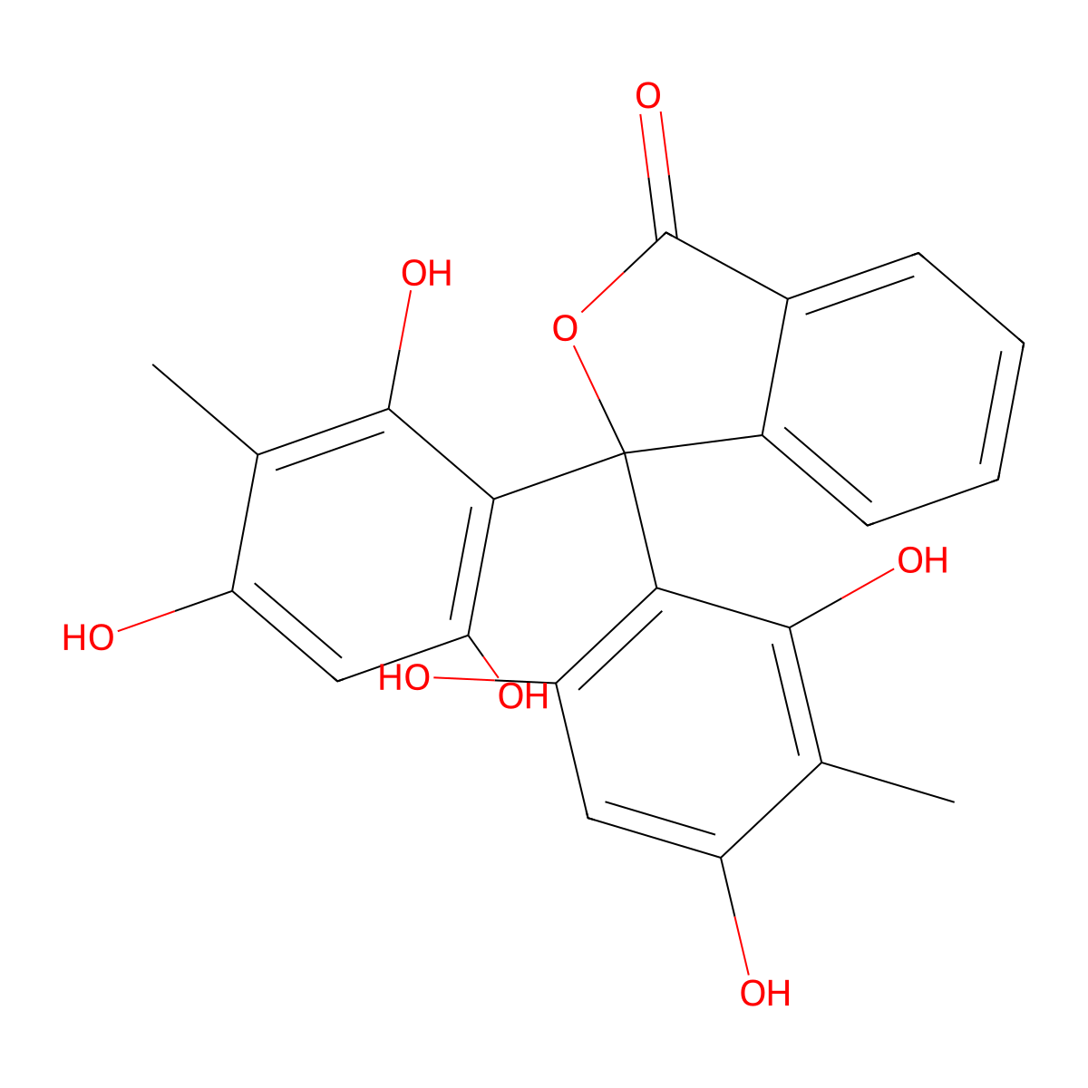 3,3-Bis(2,4,6-trihydroxy-3-methylphenyl)-2-benzofuran-1-one molecular structure, CAS 6295-55-2