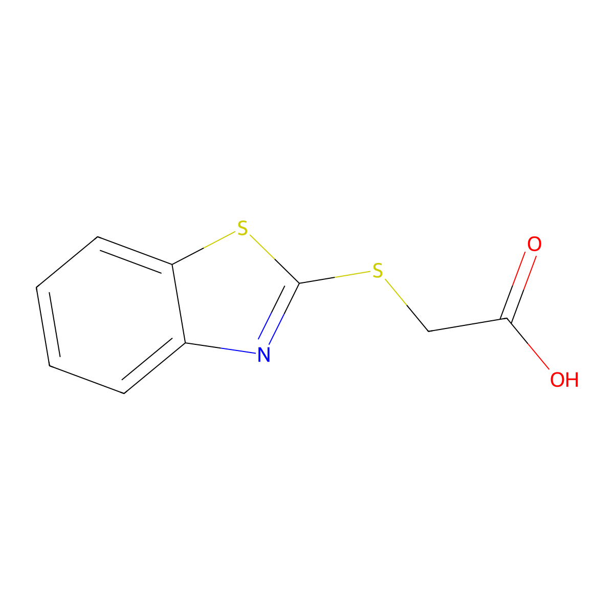2-(2-Benzothiazolylthio)acetic acid molecular structure, CAS 6295-57-4