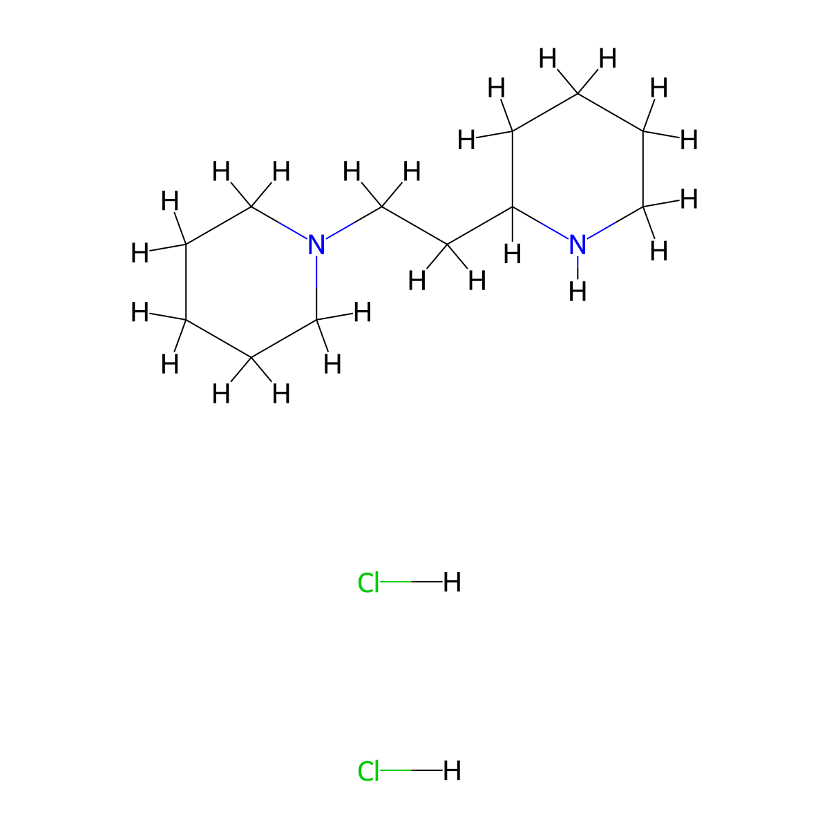 1-[2-(2-Piperidinyl)ethyl]piperidine dihydrochloride molecular structure, CAS 6295-79-0
