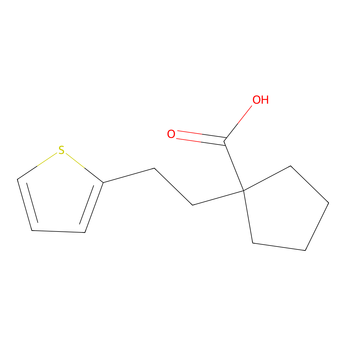1-(2-(Thiophen-2-yl)ethyl)cyclopentanecarboxylic acid molecular structure, CAS 62953-89-3