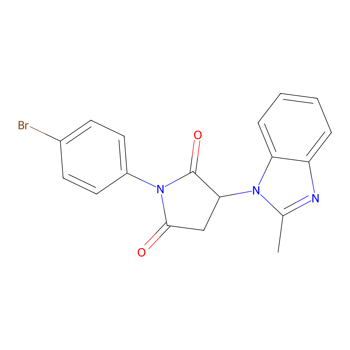 1-(4-Bromophenyl)-3-(2-methylbenzimidazolyl)azolidine-2,5-dione molecular structure, CAS 62955-53-7