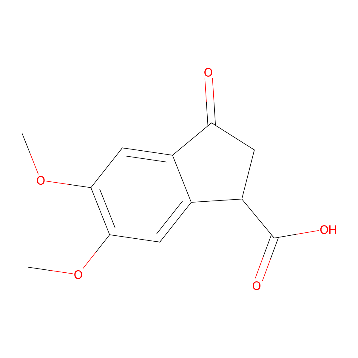 2,3-Dihydro-5,6-dimethoxy-3-oxo-1H-indene-1-carboxylic acid molecular structure, CAS 62956-63-2