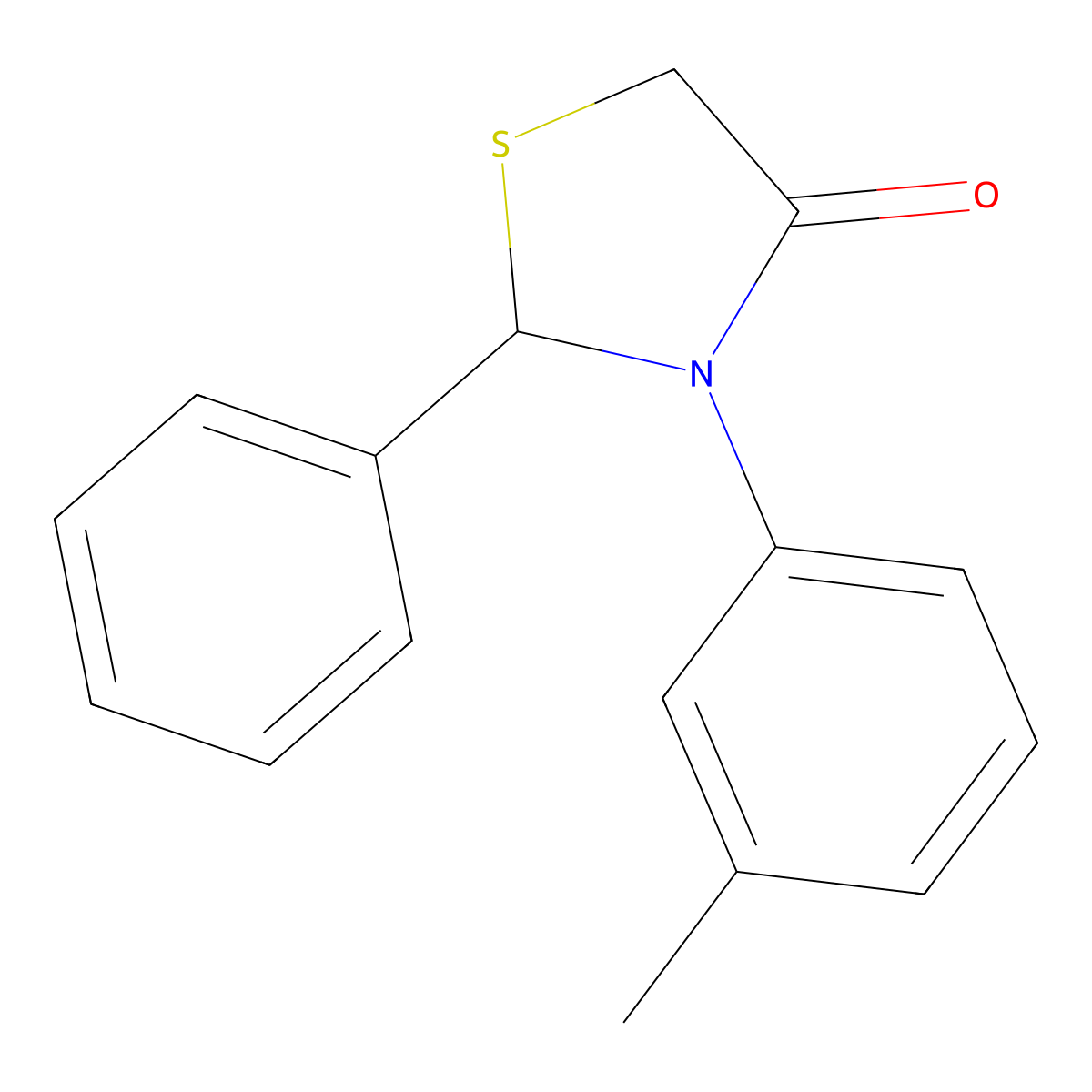 3-(3-Methylphenyl)-2-phenyl-1,3-thiazolidin-4-one molecular structure, CAS 62959-23-3