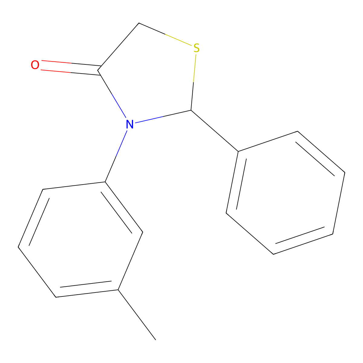 3-(3-Methylphenyl)-2-phenyl-1,3-thiazolidin-4-one molecular structure, CAS 62959-23-3
