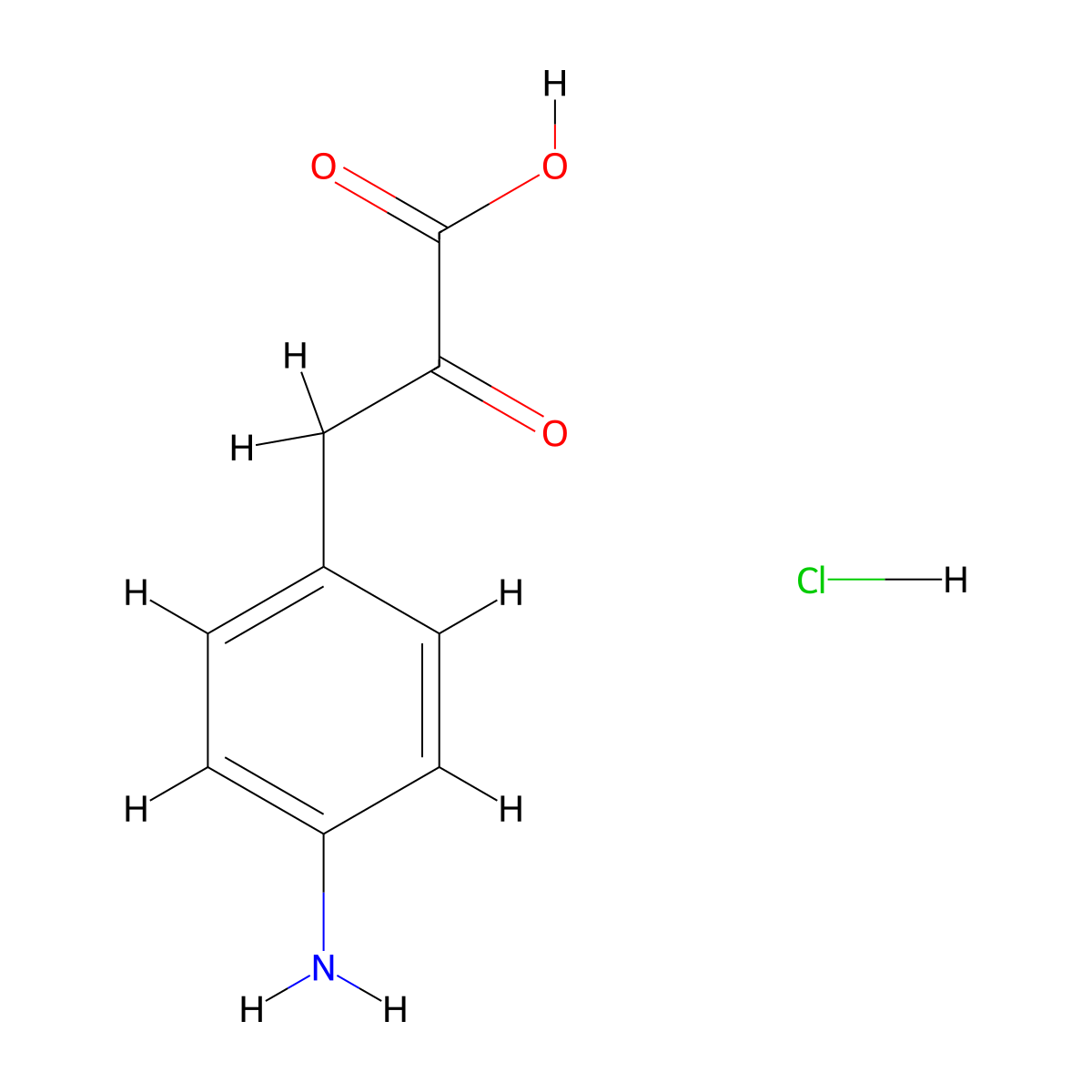 3-(4-Aminophenyl)-2-oxopropanoic acid hydrochloride molecular structure, CAS 6296-41-9