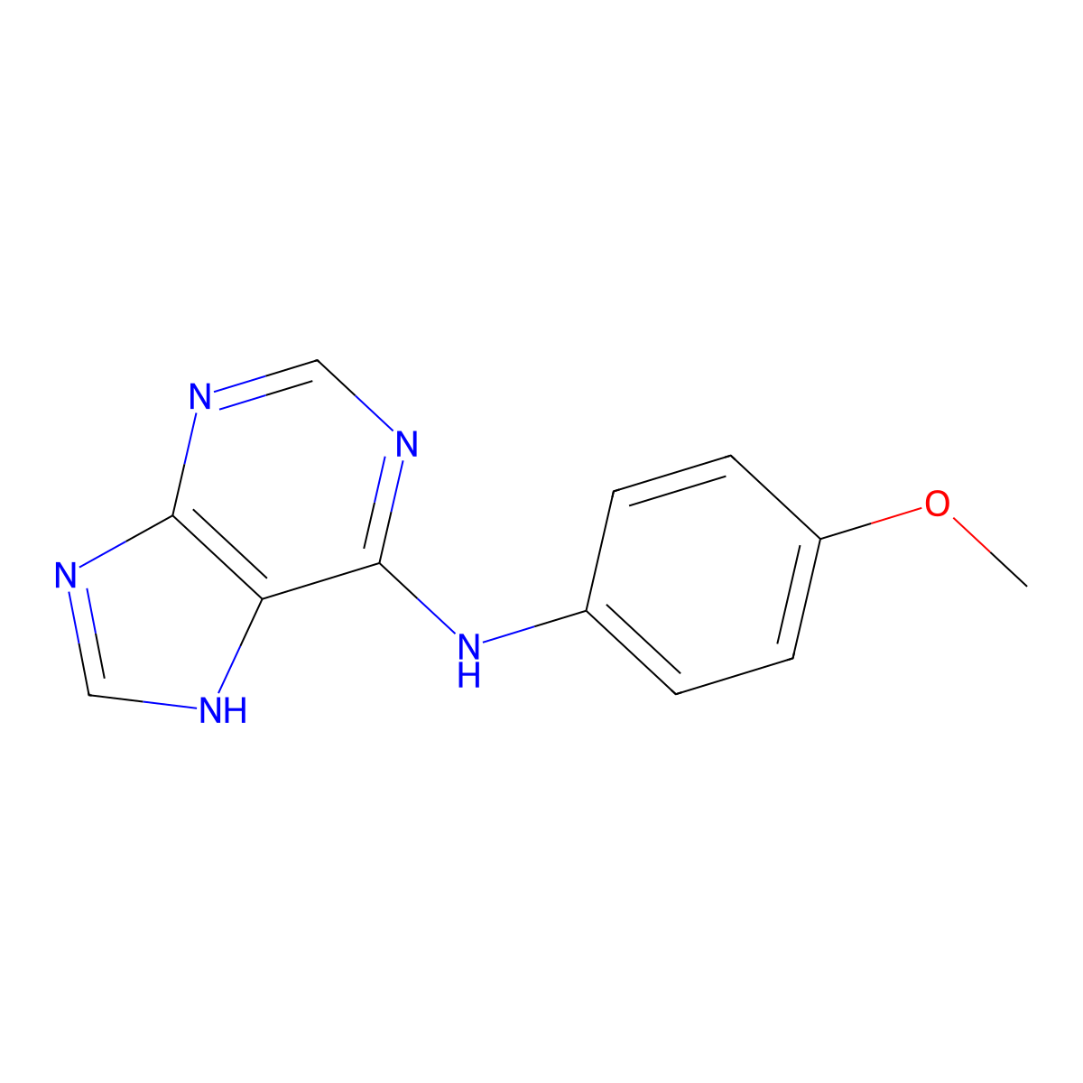 N-(4-methoxyphenyl)-7H-purin-6-amine molecular structure, CAS 6296-91-9