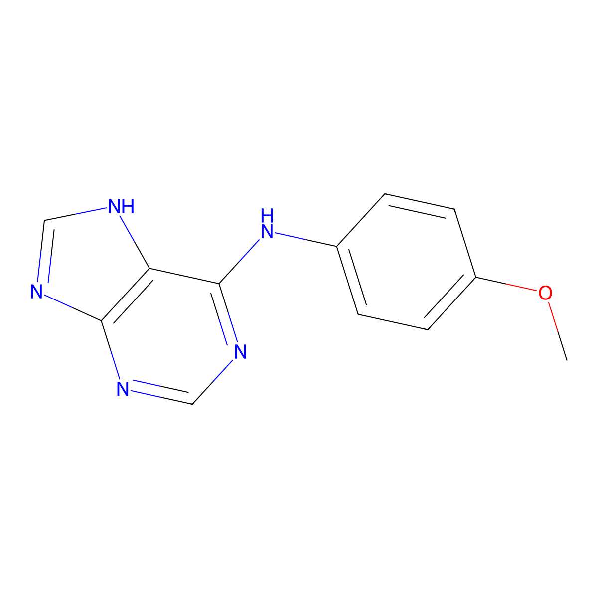 N-(4-methoxyphenyl)-7H-purin-6-amine molecular structure, CAS 6296-91-9