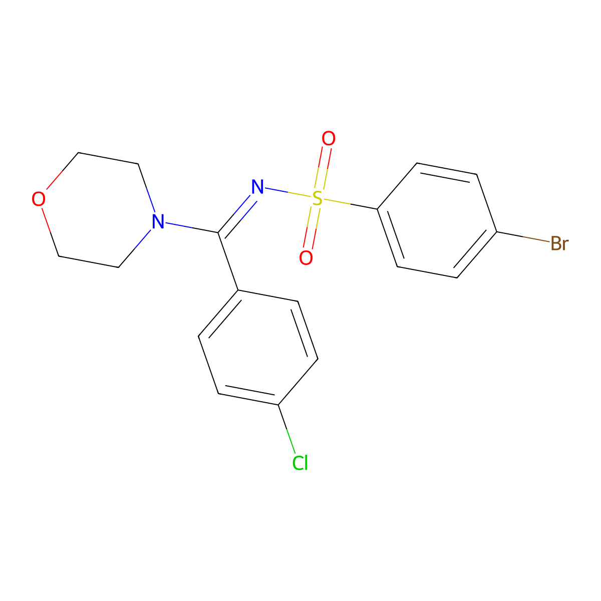 4-bromo-N-[(4-chlorophenyl)-morpholin-4-ylmethylidene]benzenesulfonamide molecular structure, CAS 629605-28-3