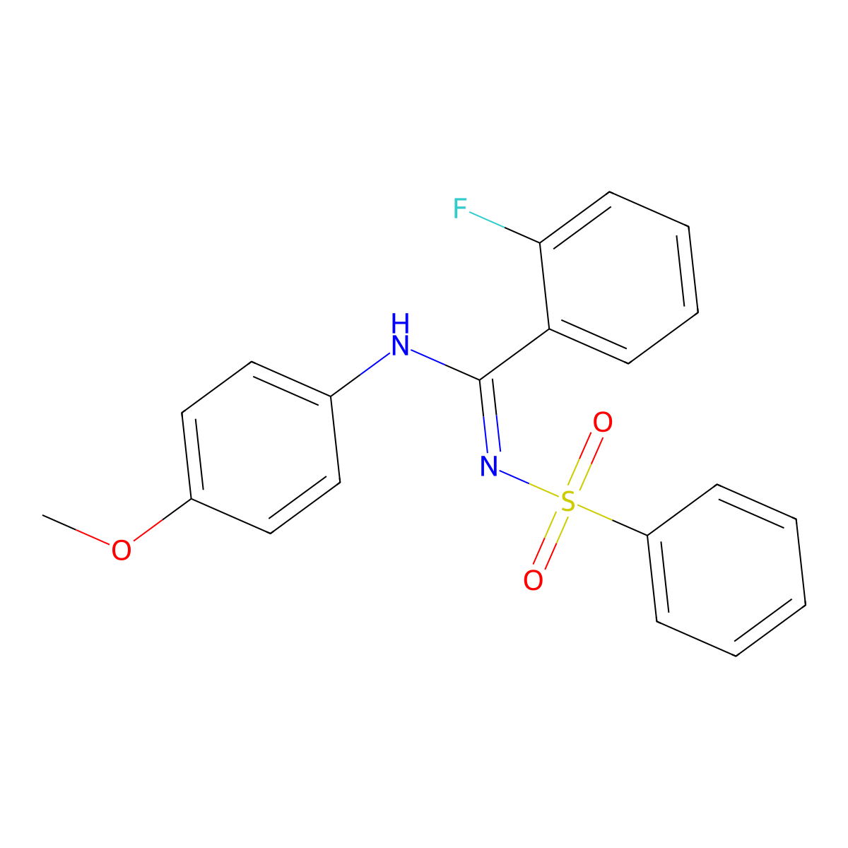 2-fluoro-N-(4-methoxyphenyl)-N'-(phenylsulfonyl)benzimidamide molecular structure, CAS 629605-94-3
