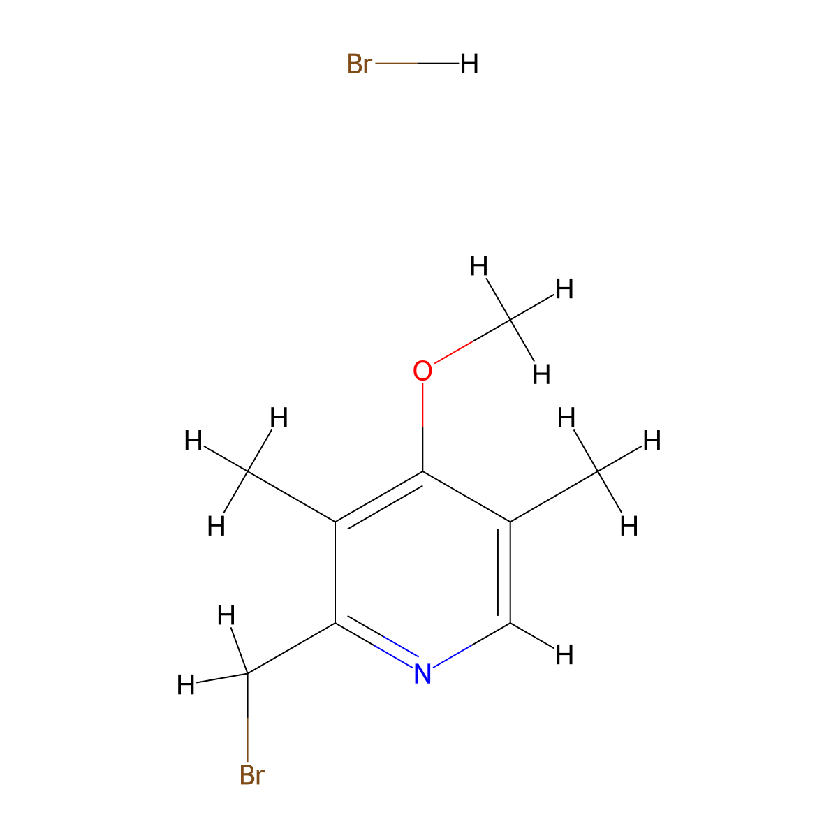 2-(Bromomethyl)-4-methoxy-3,5-dimethylpyridine hydrobromide molecular structure, CAS 629625-30-5