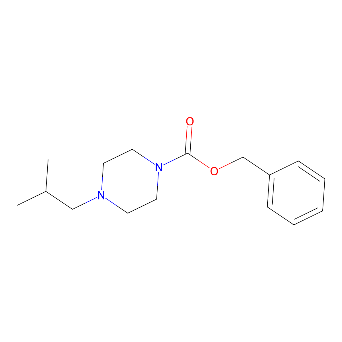 Benzyl 4-isobutyl-1-piperazinecarboxylate molecular structure, CAS 629625-93-0