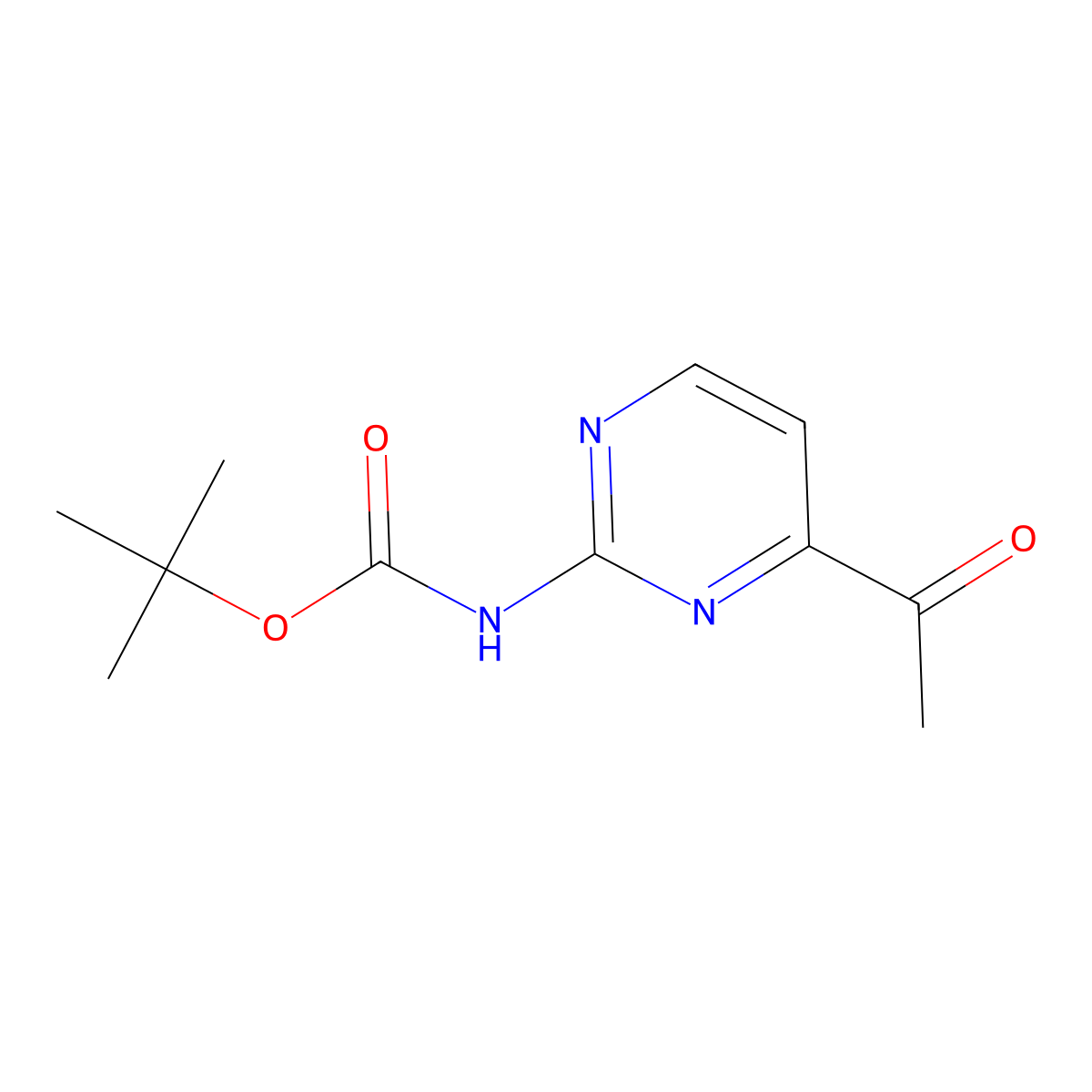 Tert-butyl N-(4-acetylpyrimidin-2-yl)carbamate molecular structure, CAS 629645-58-5