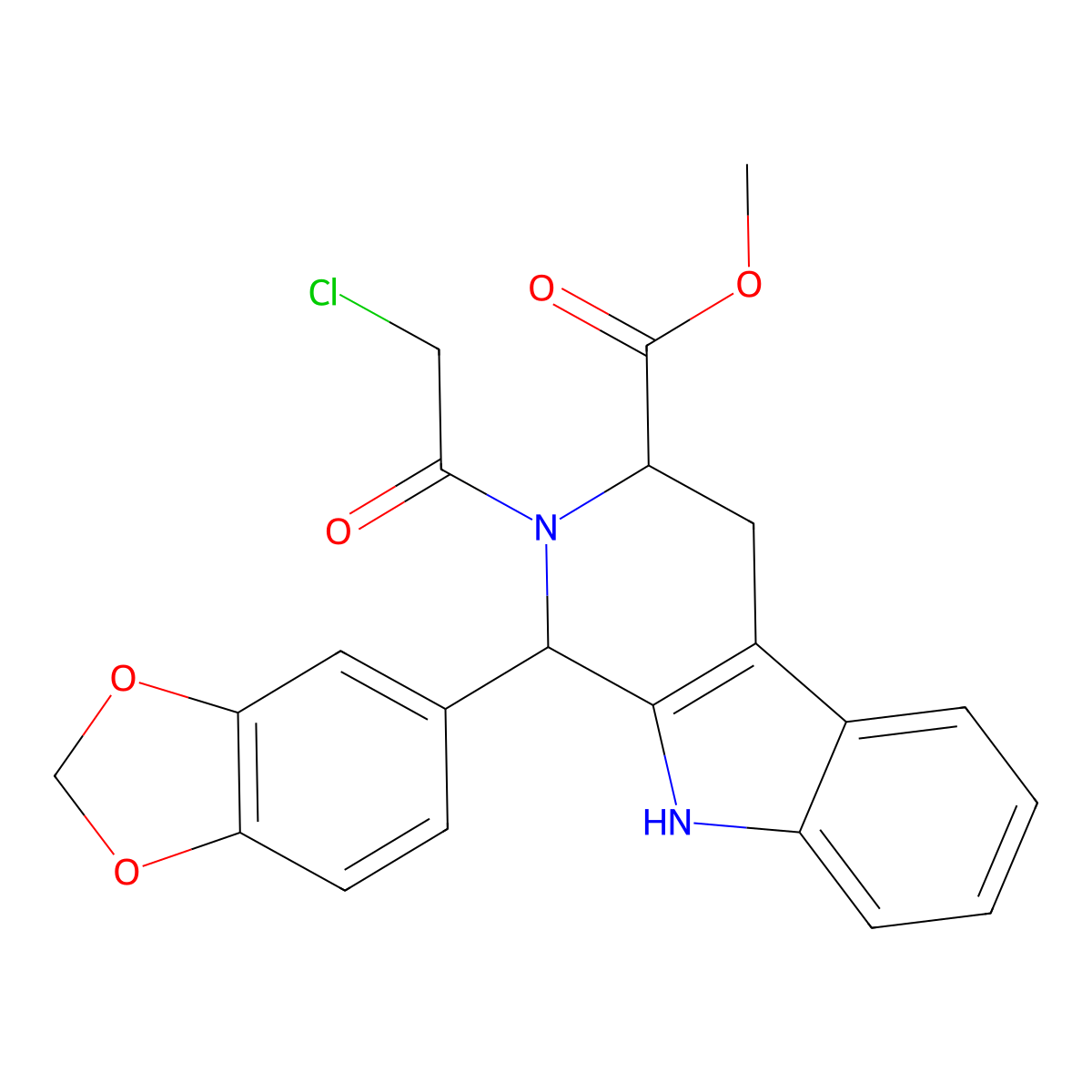 (1R,3S)-1-(1,3-Benzodioxol-5-yl)-2-(2-chloroacetyl)-2,3,4,9-tetrahydro-1H-pyrido[3,4-b]indole-3-carboxylic Acid Methyl Ester molecular structure, CAS 629652-44-4