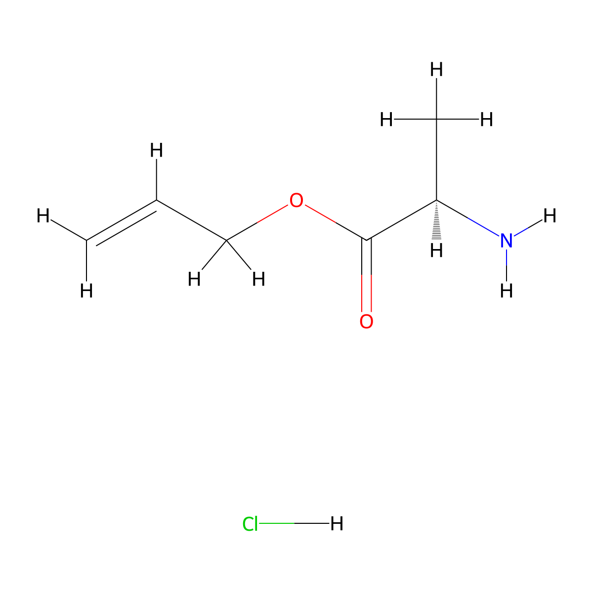 prop-2-en-1-yl (2R)-2-aminopropanoate hydrochloride molecular structure, CAS 629656-11-7