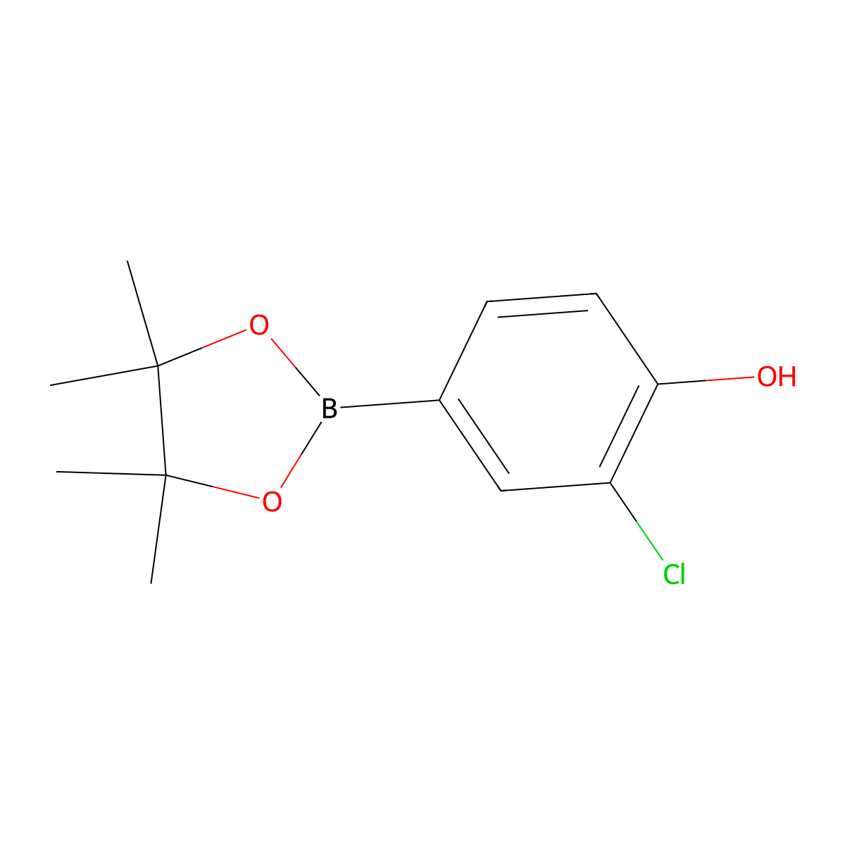 2-Chloro-4-(4,4,5,5-tetramethyl-1,3,2-dioxaborolan-2-yl)phenol molecular structure, CAS 629658-06-6