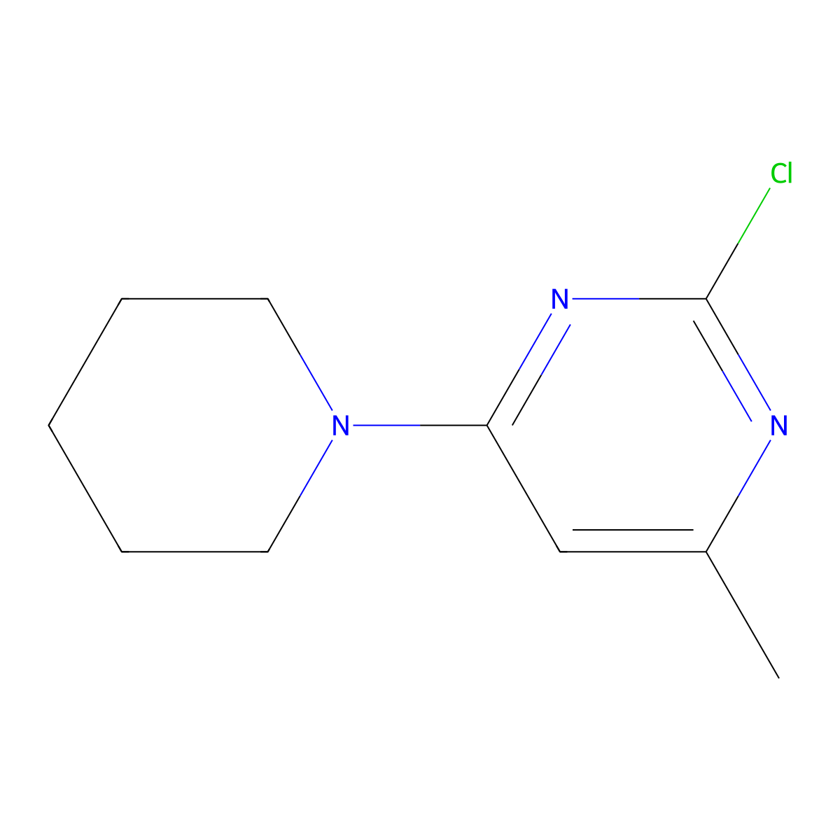 2-Chloro-4-methyl-6-(piperidin-1-yl)pyrimidine molecular structure, CAS 62968-34-7