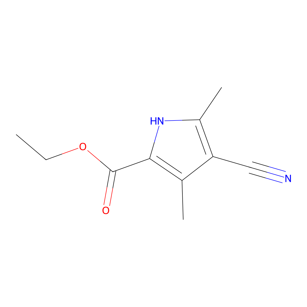 ethyl 4-cyano-3,5-dimethyl-1H-pyrrole-2-carboxylate molecular structure, CAS 6297-38-7