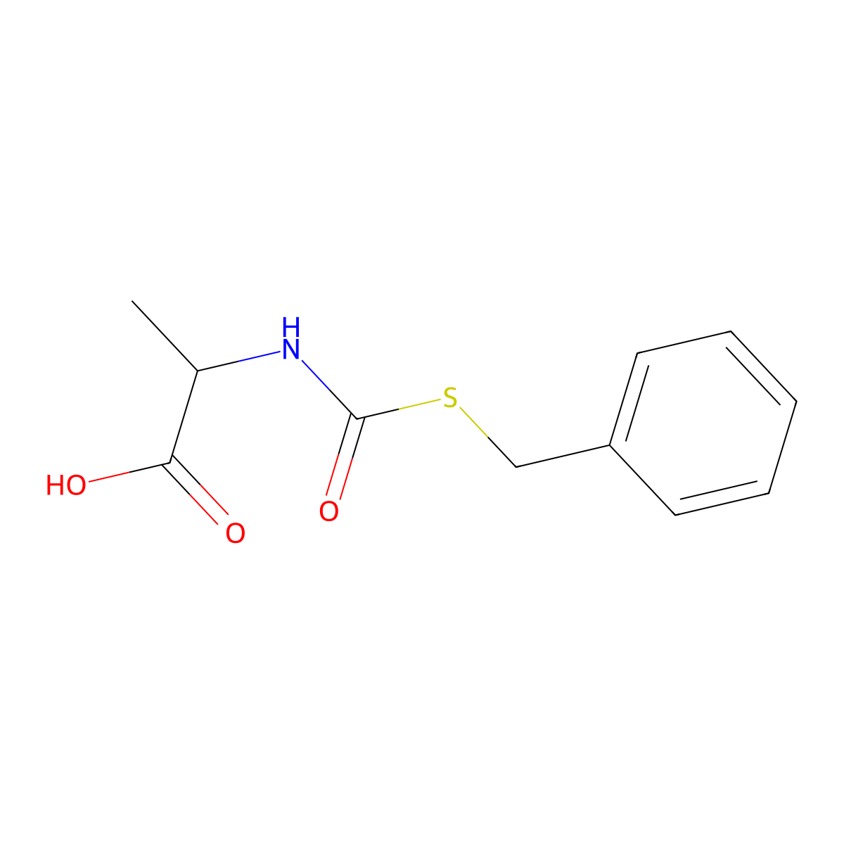 2-(Benzylsulfanylcarbonylamino)propanoic acid molecular structure, CAS 6297-75-2