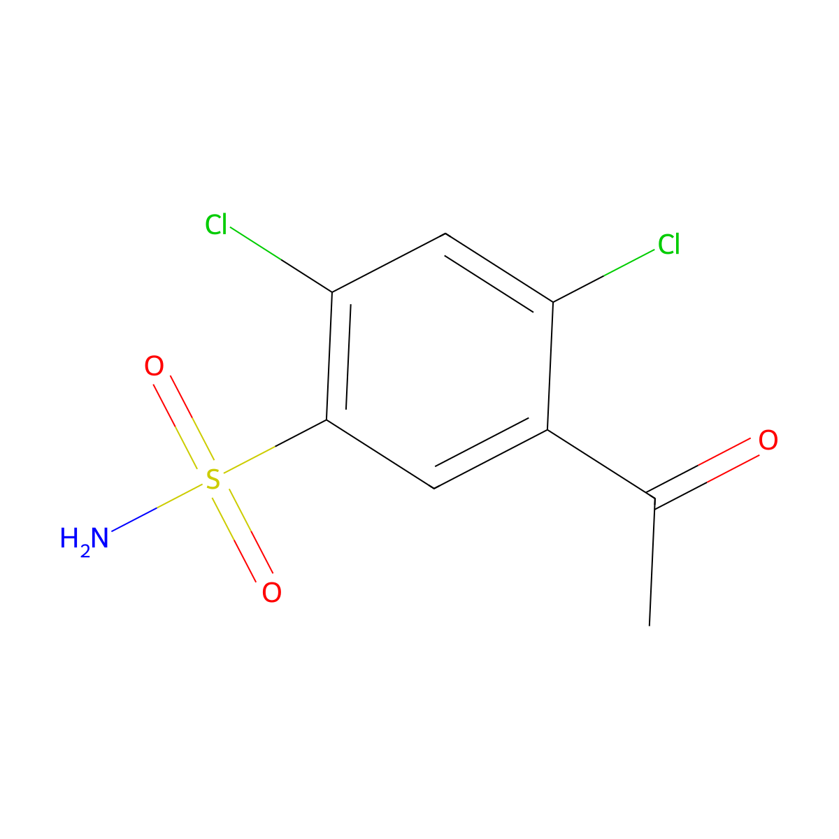 5-Acetyl-2,4-dichlorobenzene-1-sulfonamide molecular structure, CAS 62971-62-4