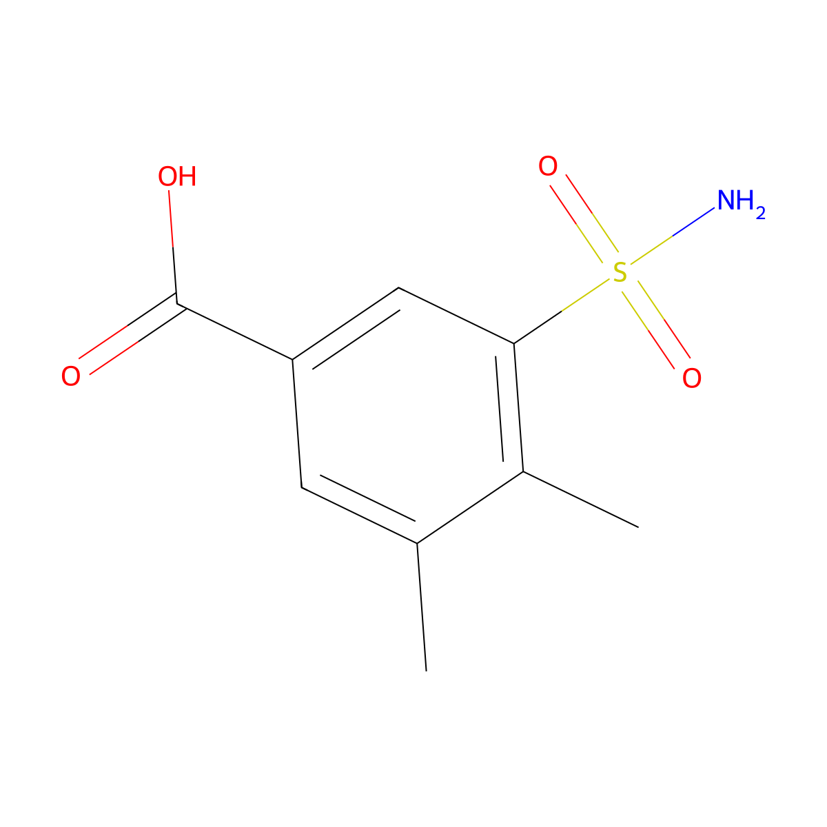 3,4-Dimethyl-5-sulfamoylbenzoic acid molecular structure, CAS 62971-64-6
