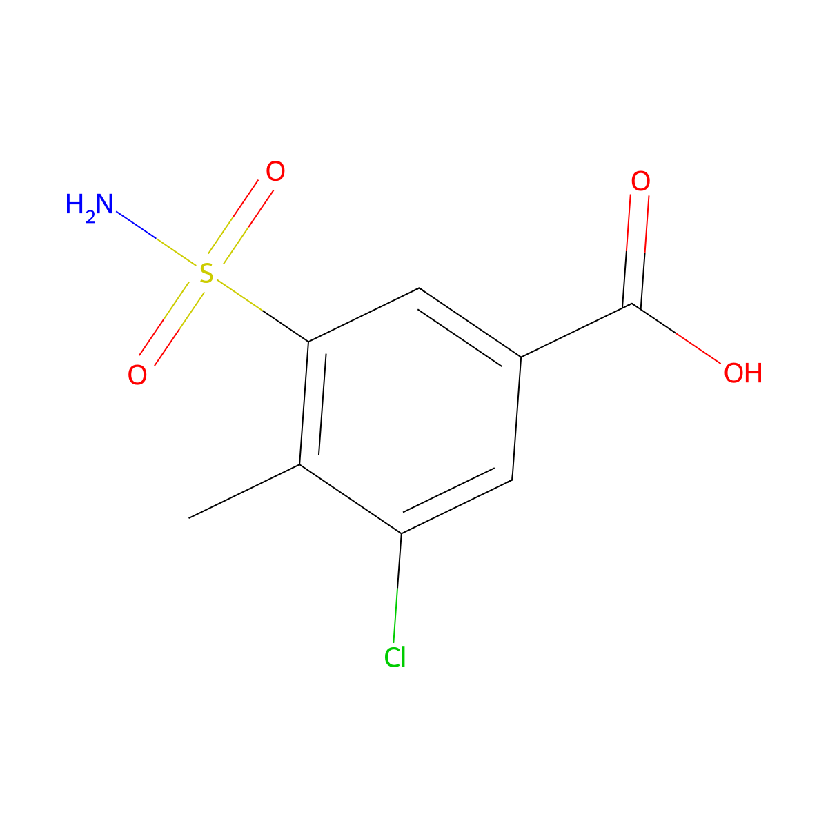 3-Chloro-4-methyl-5-sulfamoylbenzoic acid molecular structure, CAS 62971-72-6