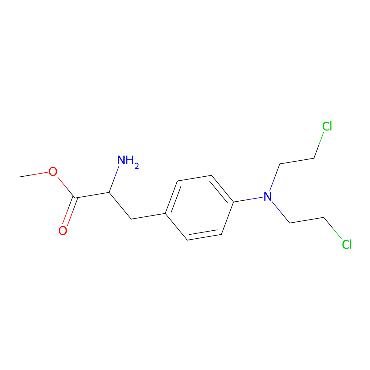 Methyl 2-amino-3-[4-[bis(2-chloroethyl)amino]phenyl]propanoate molecular structure, CAS 62978-52-3