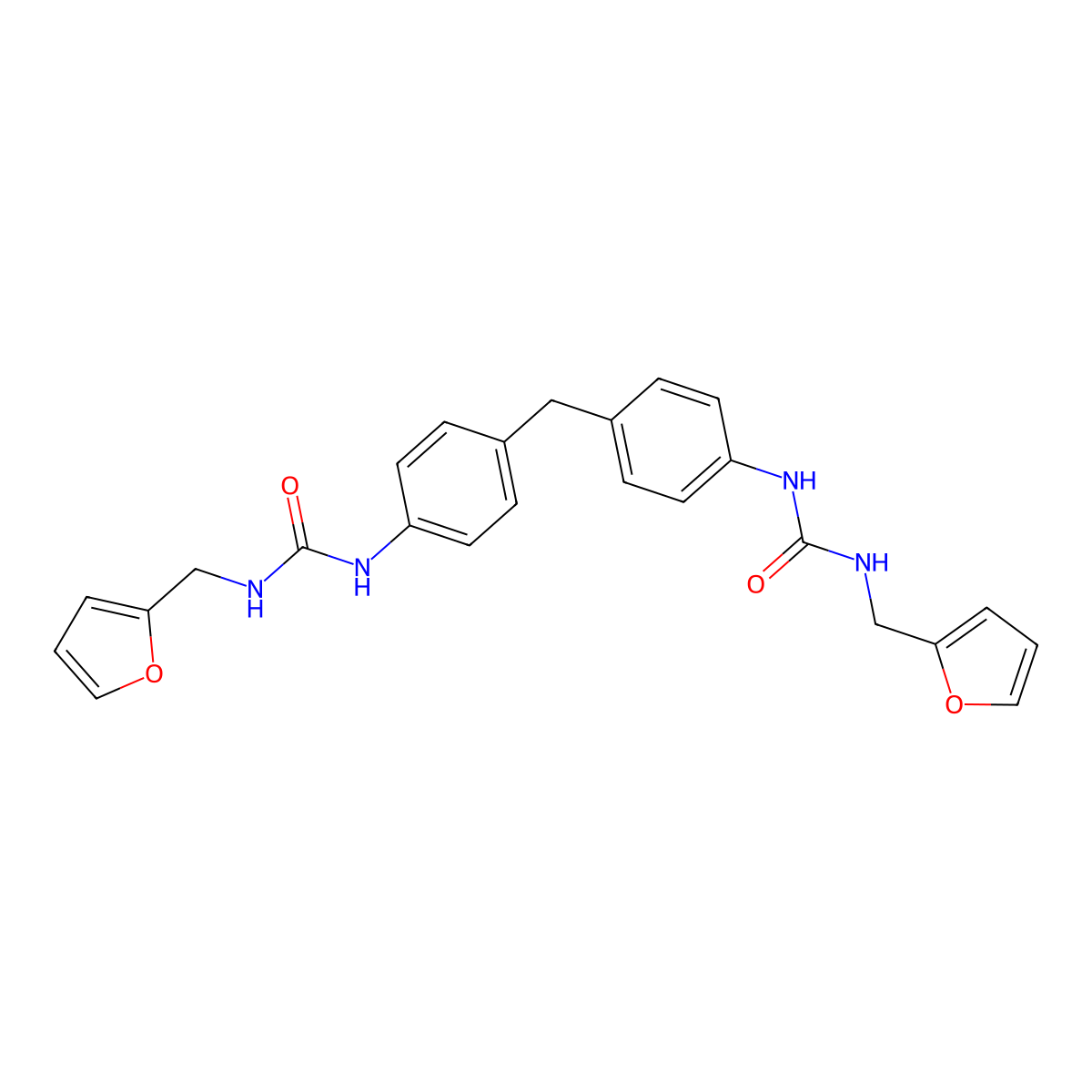 1,1'-(Methylenebis(4,1-phenylene))bis(3-(furan-2-ylmethyl)urea) molecular structure, CAS 6298-31-3