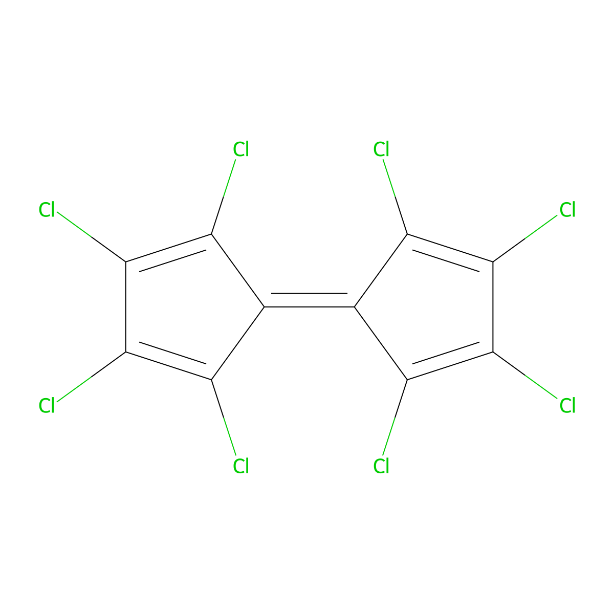 1,2,3,4-Tetrachloro-5-(2,3,4,5-tetrachloro-2,4-cyclopentadien-1-ylidene)-1,3-cyclopentadiene molecular structure, CAS 6298-65-3