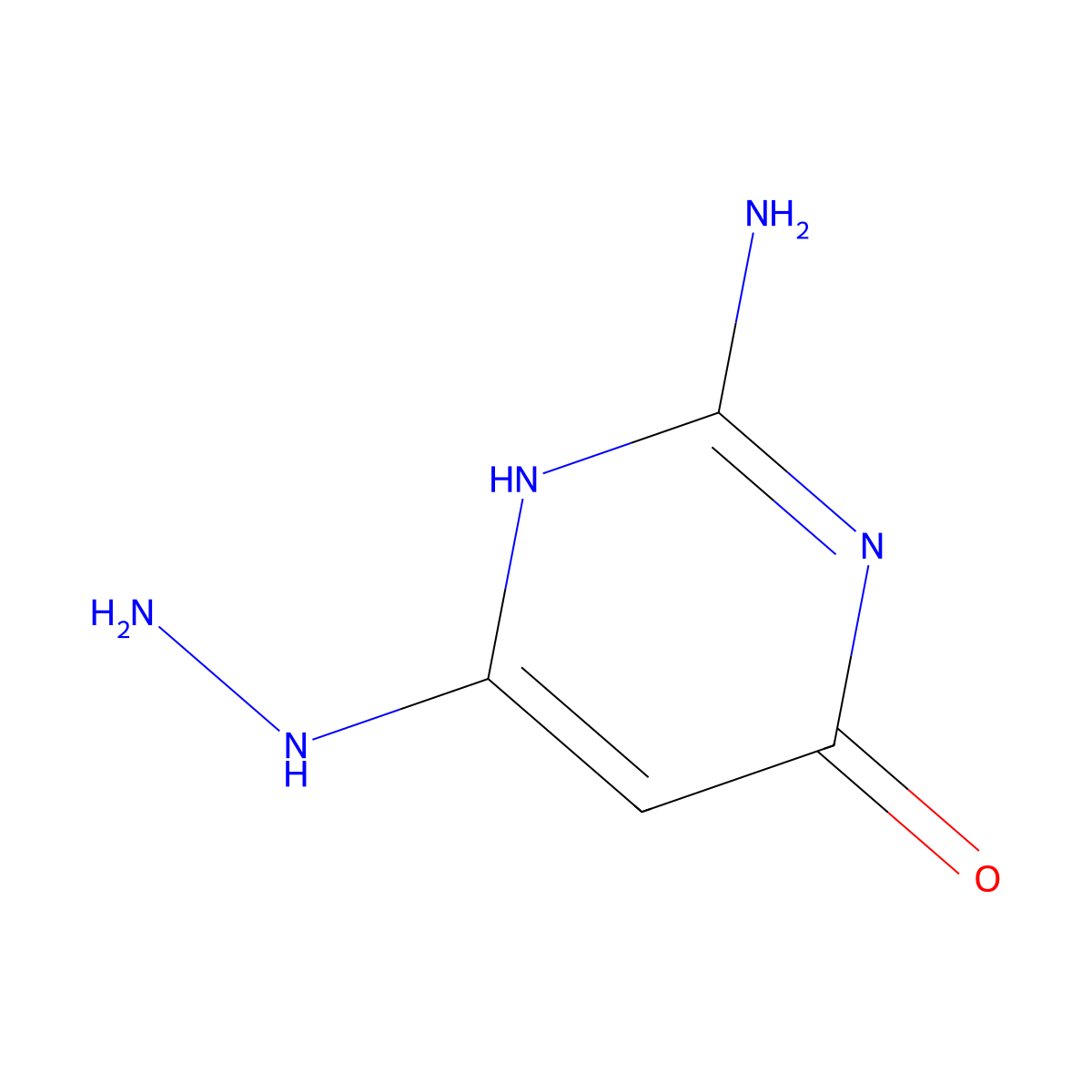 2-amino-6-hydrazinyl-1H-pyrimidin-4-one molecular structure, CAS 6298-85-7