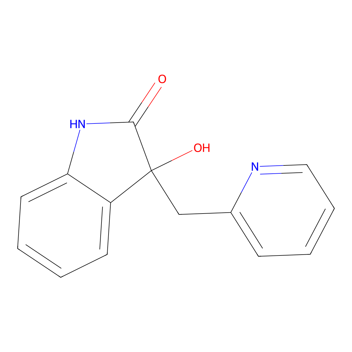 Alpha-(3-hydroxy-2-oxo-3-indolinyl)-2-methylpyridine molecular structure, CAS 6299-00-9