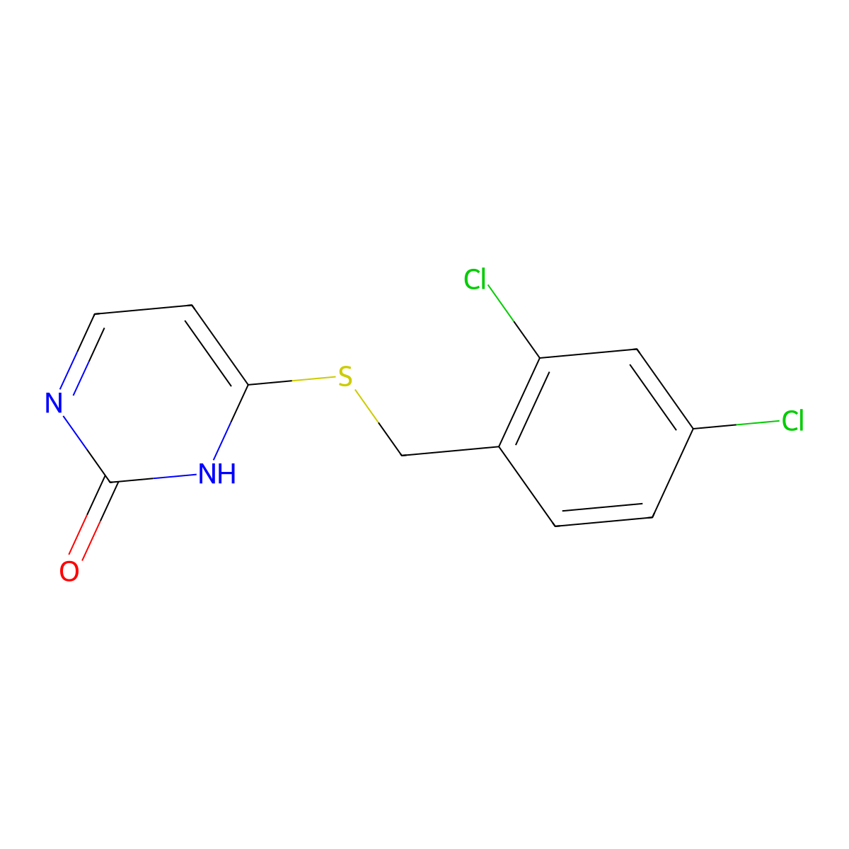 4-((2,4-dichlorobenzyl)thio)pyrimidin-2(1H)-one molecular structure, CAS 6299-23-6