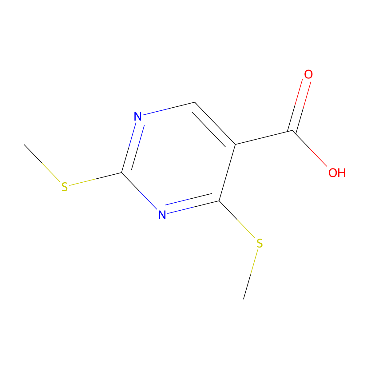 2,4-Bis(methylsulfanyl)pyrimidine-5-carboxylic acid molecular structure, CAS 6299-27-0